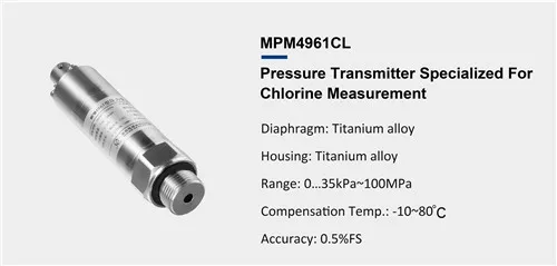 transmetteur de pression pour la mesure de la pression du chlore mpm4961cl